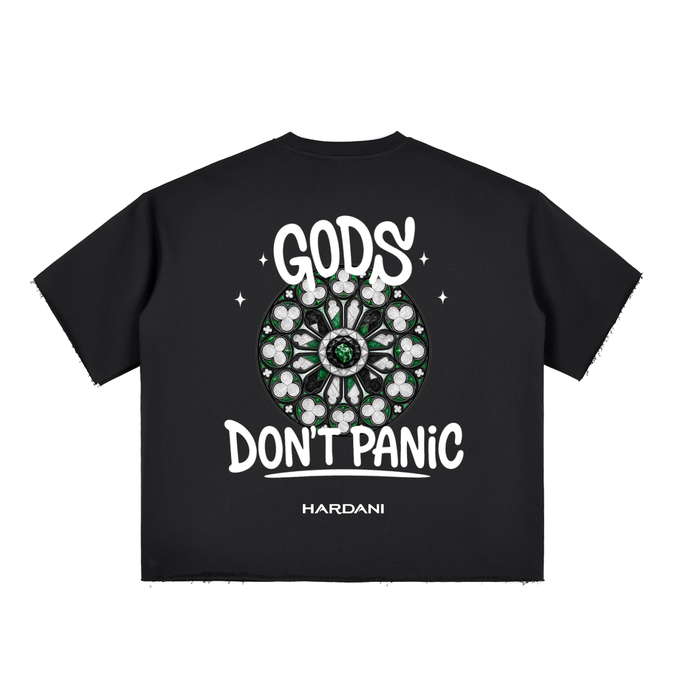 GODS Boxy Raw-Edge Tee - Black